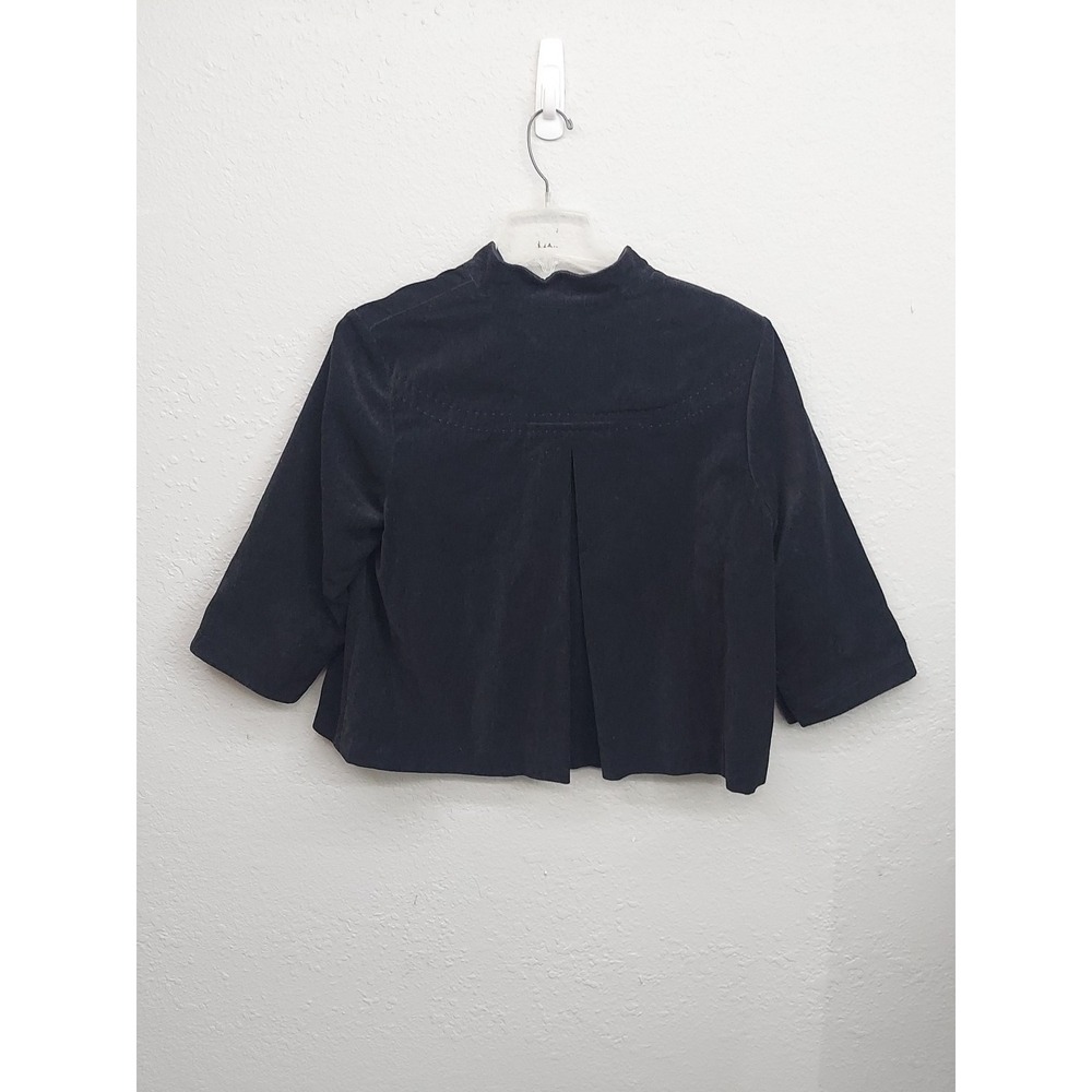 J Jill Jacket Womens Large Black Short Faux Suede Soft Button Front - Picture 2 of 9